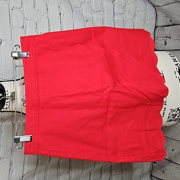 J. Crew Factory Red Faux Wrap Scallop Edge Cotton Pencil Skirt Size 0 NWT - Picture 1 of 5